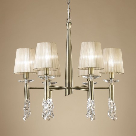 Lámpara techo clásica TIFFANY cuero 6 pantallas