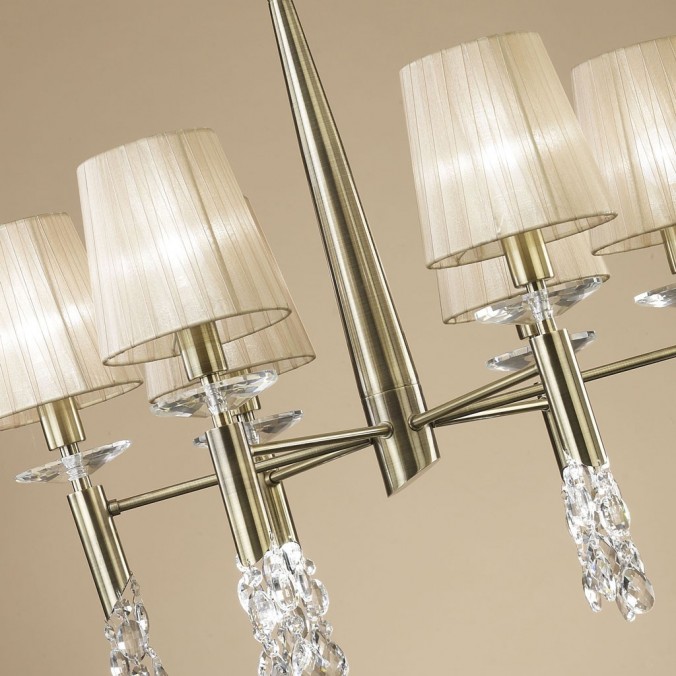 Lámpara techo clásica TIFFANY cuero 6 pantallas