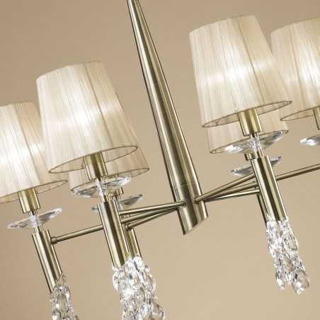 Lámpara techo clásica TIFFANY cuero 6 pantallas