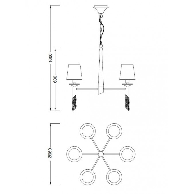 Lámpara techo clásica TIFFANY cuero 6 pantallas