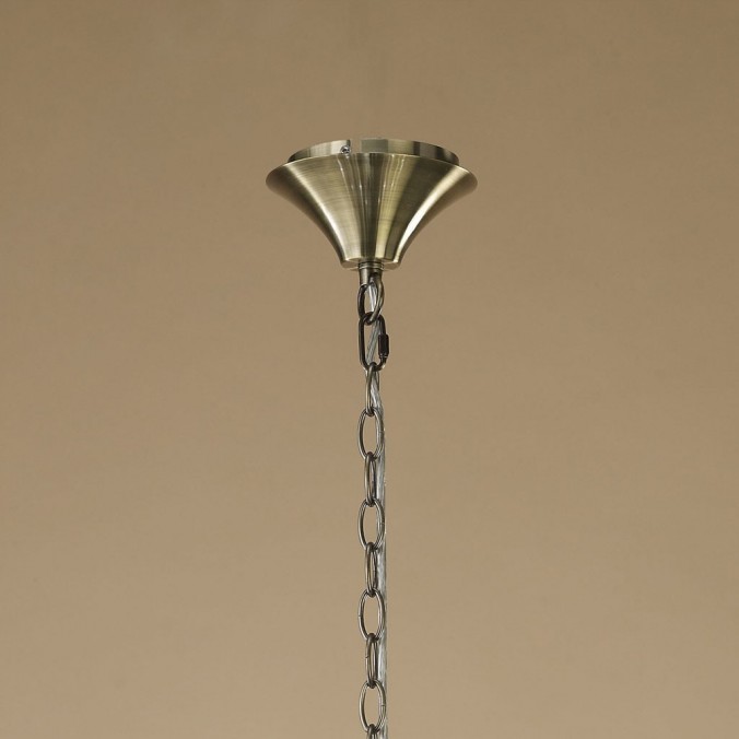 Lámpara techo clásica TIFFANY cuero 4 pantallas