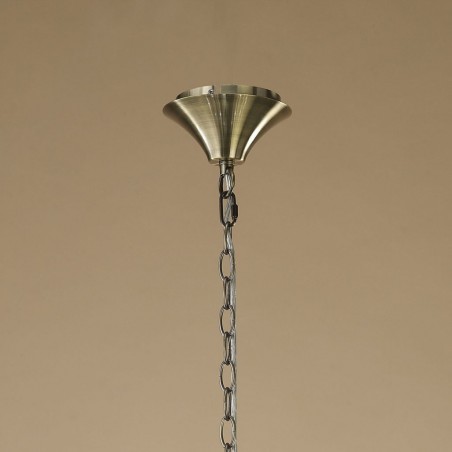 Lámpara techo clásica TIFFANY cuero 4 pantallas