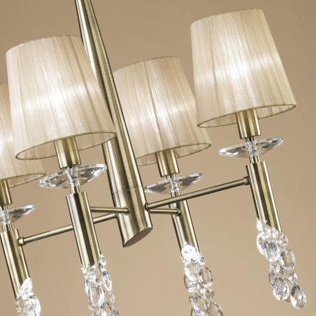 Lámpara techo clásica TIFFANY cuero 4 pantallas