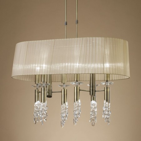 Lámpara techo clásica TIFFANY cuero pantalla oval