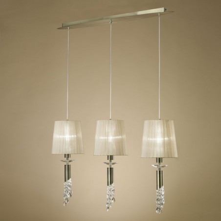 Lámpara techo clásica TIFFANY cuero 3 pantallas