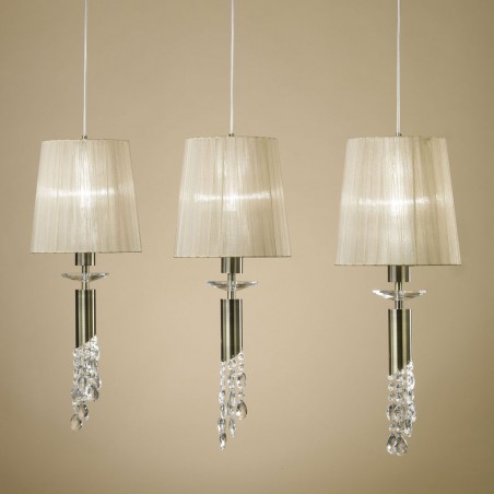 Lámpara techo clásica TIFFANY cuero 3 pantallas