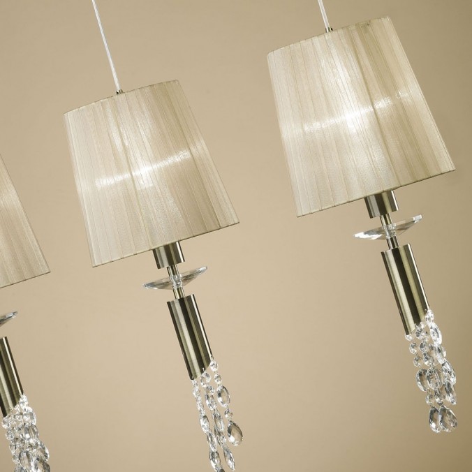 Lámpara techo clásica TIFFANY cuero 3 pantallas