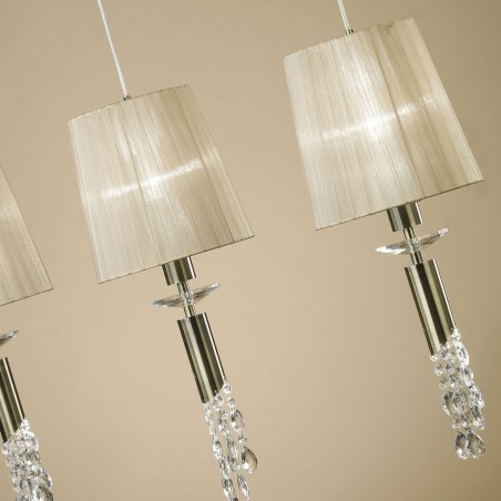 Lámpara techo clásica TIFFANY cuero 3 pantallas