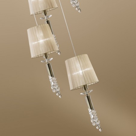 Lámpara techo clásica TIFFANY cuero 5 pantallas