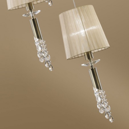 Lámpara techo clásica TIFFANY cuero 5 pantallas