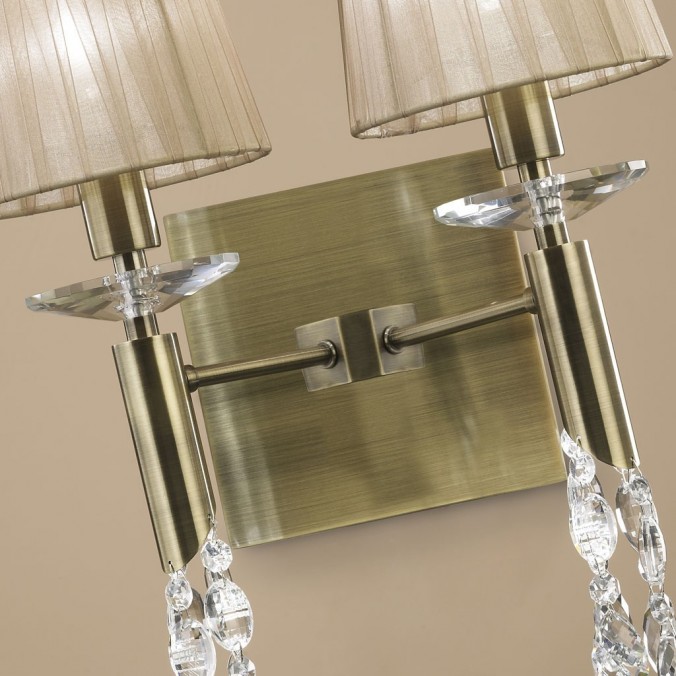 Aplique de pared clásico TIFFANY cuero 2 luces Aplique de pared clásico TIFFANY cuero 2 luces