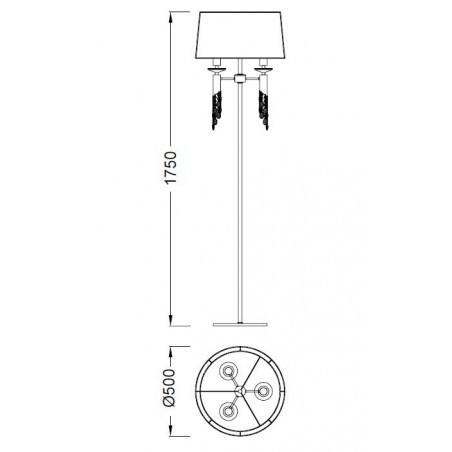 Lámpara pie de salón clásico TIFFANY cromo