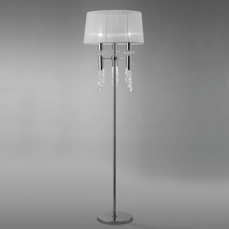 Lámpara pie de salón clásico TIFFANY cromo