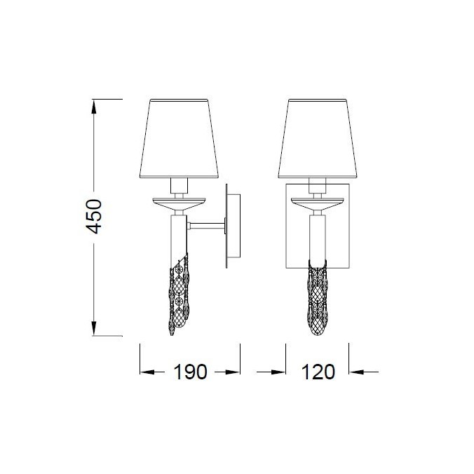 Aplique de pared clásico TIFFANY cromo 1 luz Aplique de pared clásico TIFFANY cromo 1 luz