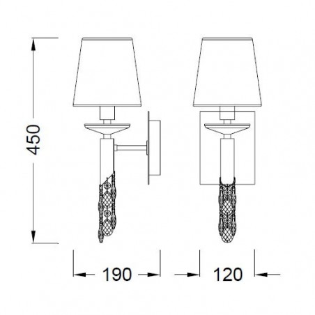 Aplique de pared clásico TIFFANY cromo 1 luz