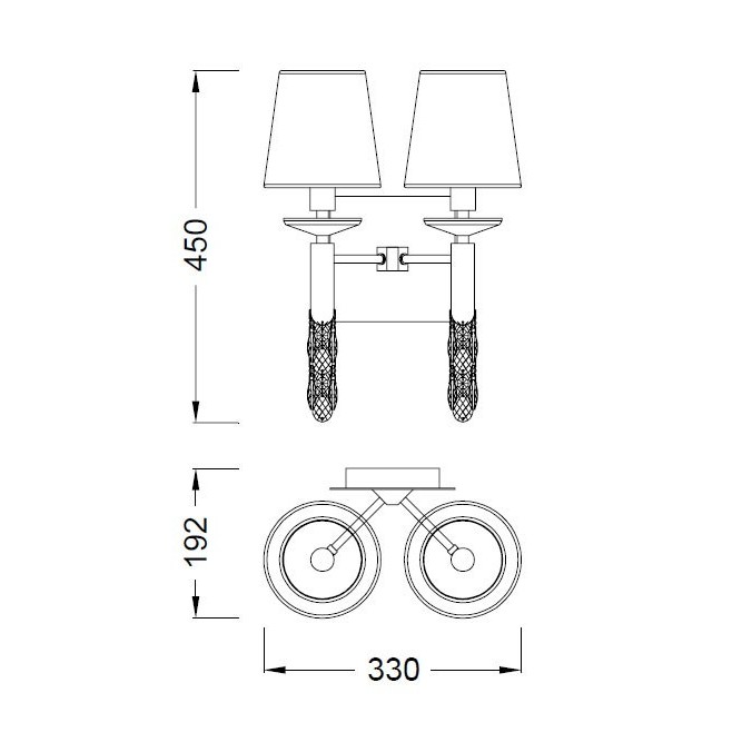 Aplique de pared clásico TIFFANY cromo 2 luces