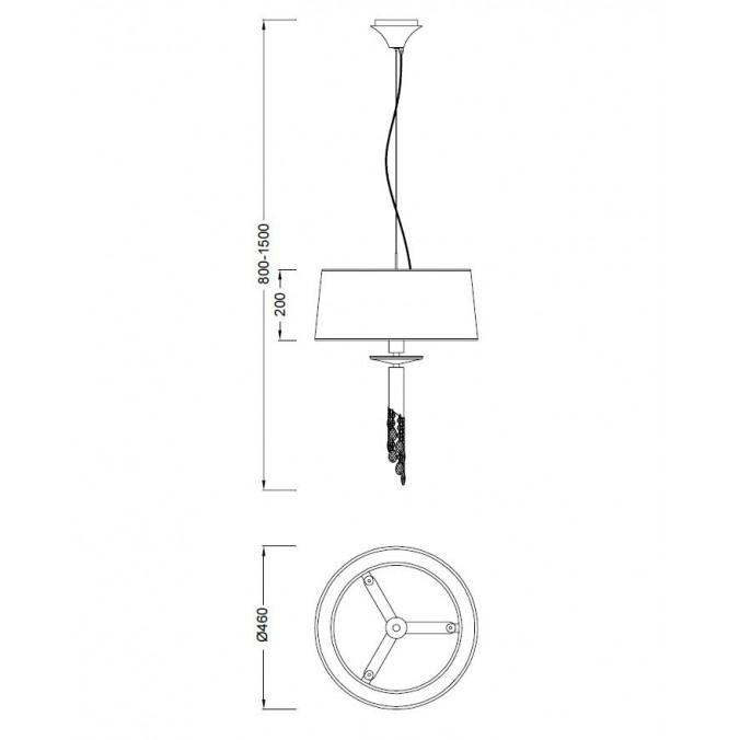 Colgante techo clásico TIFFANY cromo 46cm Colgante techo clásico TIFFANY cromo 46cm