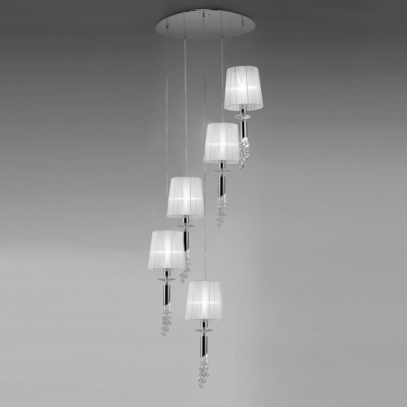 Lámpara plafón clásico TIFFANY cromo 5 pantallas