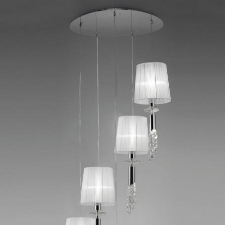 Lámpara plafón clásico TIFFANY cromo 5 pantallas