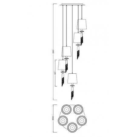 Lámpara plafón clásico TIFFANY cromo 5 pantallas