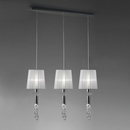 Lámpara techo clásica TIFFANY cromo 3 pantallas