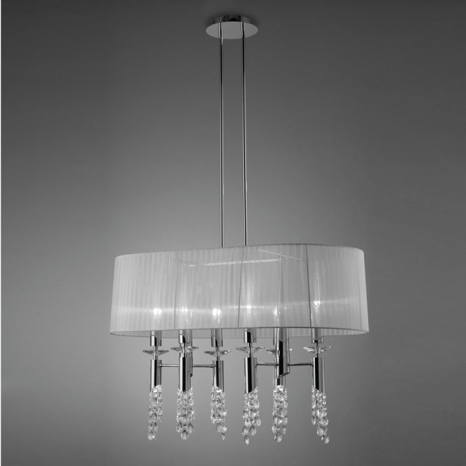 Lámpara techo clásica TIFFANY cromo pantalla oval Lámpara techo clásica TIFFANY cromo pantalla oval