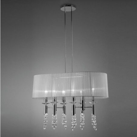 Lámpara techo clásica TIFFANY cromo pantalla oval