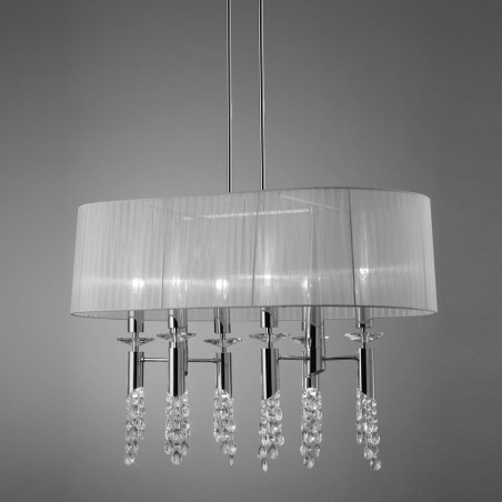 Lámpara techo clásica TIFFANY cromo pantalla oval