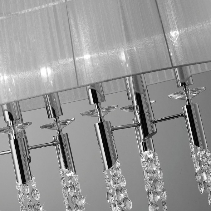 Lámpara techo clásica TIFFANY cromo pantalla oval Lámpara techo clásica TIFFANY cromo pantalla oval