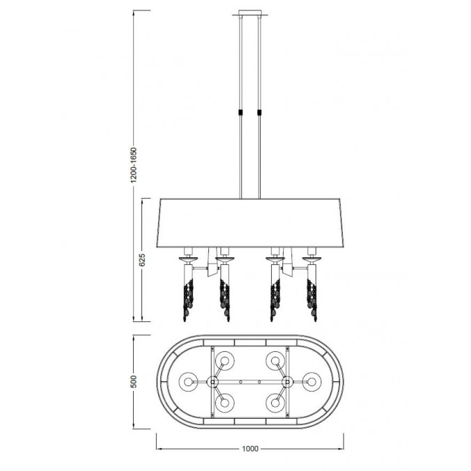Lámpara techo clásica TIFFANY cromo pantalla oval Lámpara techo clásica TIFFANY cromo pantalla oval