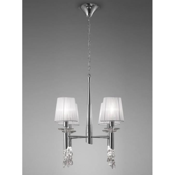 Lámpara techo clásica TIFFANY cromo 4 pantallas