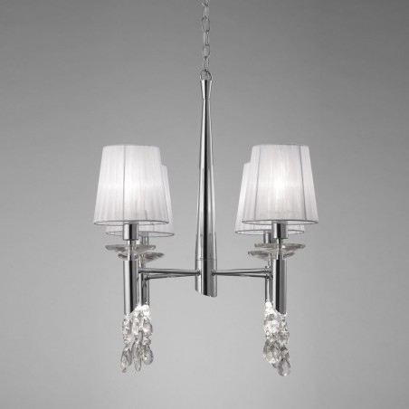 Lámpara techo clásica TIFFANY cromo 4 pantallas