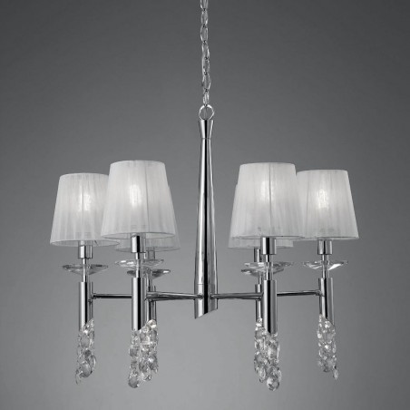 Lámpara techo clásica TIFFANY cromo 6 pantallas