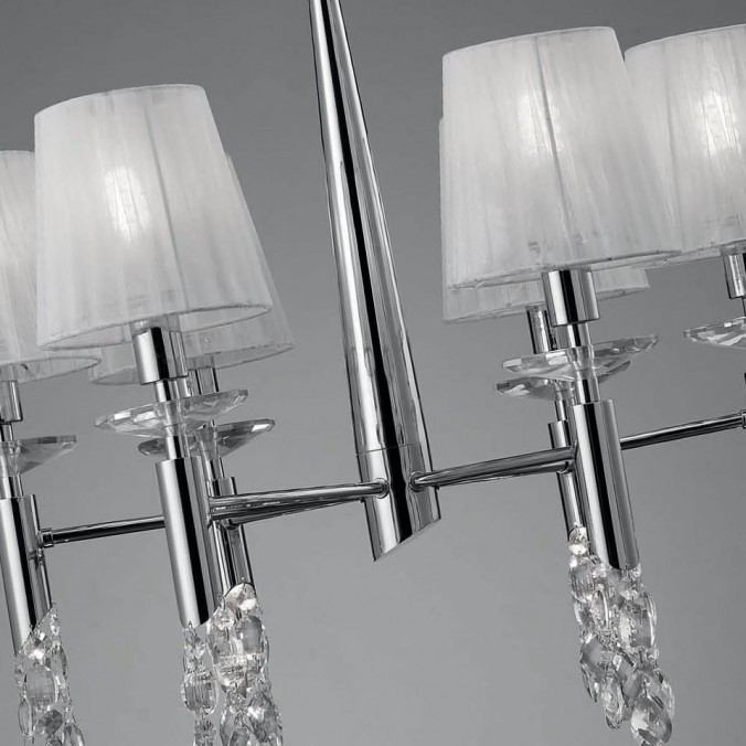 Lámpara techo clásica TIFFANY cromo 6 pantallas