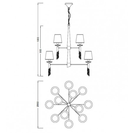 Lámpara techo clásica TIFFANY cromo 12 pantallas