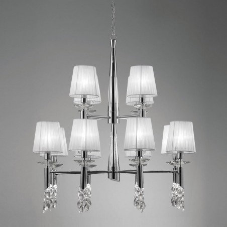 Lámpara techo clásica TIFFANY cromo 12 pantallas