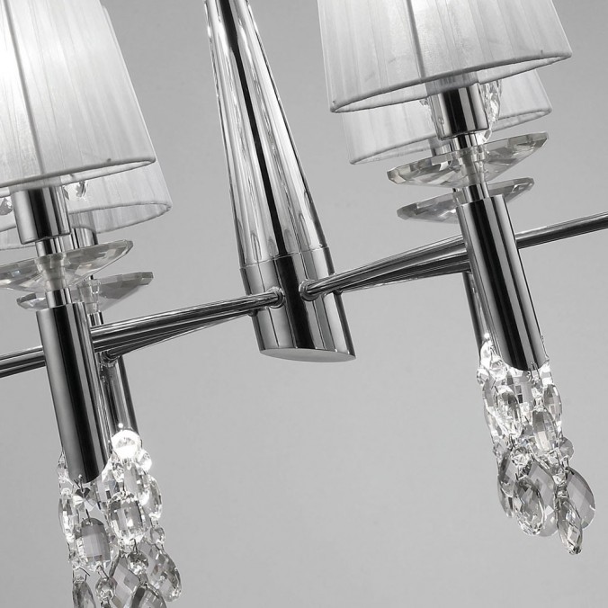 Lámpara techo clásica TIFFANY cromo 12 pantallas