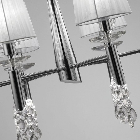 Lámpara techo clásica TIFFANY cromo 12 pantallas