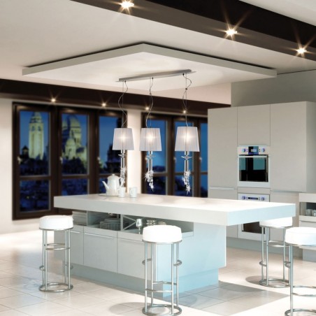 Lámpara techo clásica TIFFANY cromo 3 pantallas