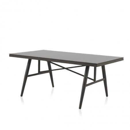 Mesa exterior DELTA 180x100cm aluminio y cristal 10mm