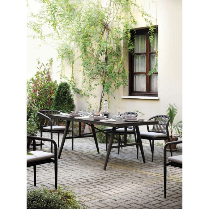 Mesa exterior DELTA 180x100cm aluminio y cristal 10mm