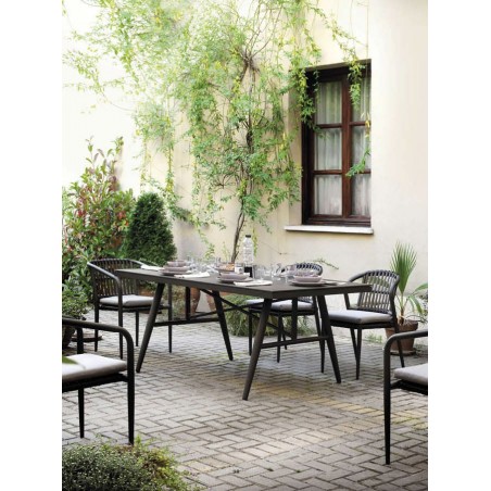 Mesa exterior DELTA 180x100cm aluminio y cristal 10mm