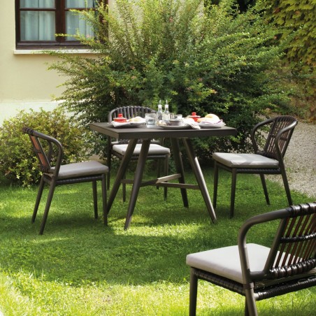 Mesa exterior DELTA 90x90cm aluminio y cristal 8mm