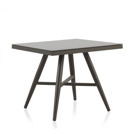 Mesa exterior DELTA 90x90cm aluminio y cristal 8mm