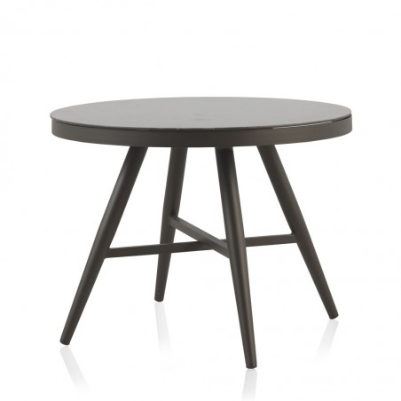 Mesa exterior DELTA 100cm aluminio y cristal 8mm