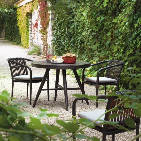 Mesa exterior DELTA 100cm aluminio y cristal 8mm