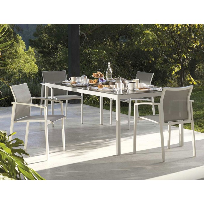 Sillón de exterior WHITE ERGO aluminio y textiline