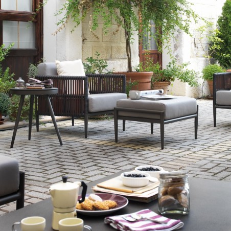 Puff exterior DELTA aluminio y tejido Hidrófugo Dralon