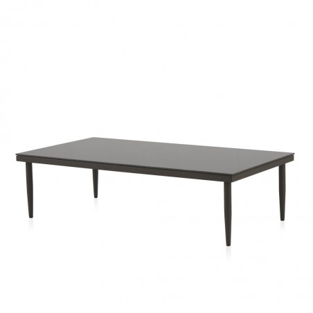 Mesa baja exterior DELTA 130x70cm aluminio y cristal 8mm