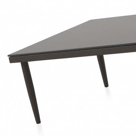 Mesa baja exterior DELTA 130x70cm aluminio y cristal 8mm